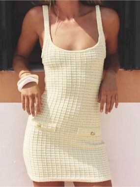 Zara stretch short dress in light yellow